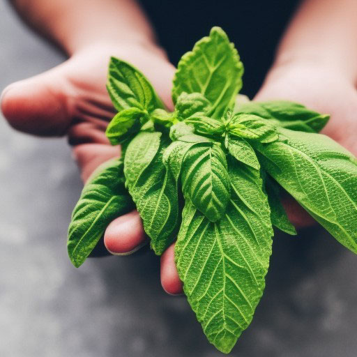 Holy Basil held in hands